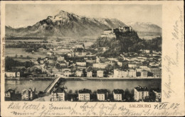 Delcampe - CPA Salzburg In Österreich, Blick über Den Ort Aufs Gebirge, Festung Hohensalzburg, Brücke - Other & Unclassified