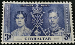 Delcampe - Gibraltar: 1937 King George VI Coronation, 3 P. (Collectable Stamp). - Gibraltar