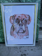 Delcampe - Art & Antiquités > Tableau Le Boxer Aquarelle Originale De Bernard Le Beguec - Wasserfarben