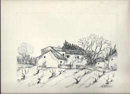 Delcampe - Art & Antiquités > Tableaux Mas En Provence Veritable Dessin  Encre Original   De Bernard Le Beguec - Dessins
