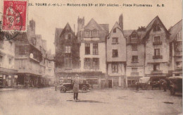 Delcampe - RE 7-(37) TOURS - MAISONS DES XVe ET XVIe SIECLES - PLACE PLUMEREAU - COMMERCES - ANIMATION- 2 SCANS - Tours