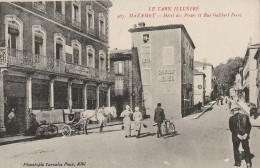 Delcampe - UR 12-(81) MAZAMET - HOTEL DES POSTES ET RUE GALIBERT FERRE- ATTELAGE - ANIMATION - 2 SCANS - Mazamet