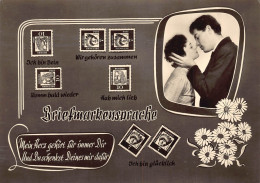 Delcampe - Stamp Language Briefmarkensprache Love Romance Couple Flirting Postcard B773 - Sonstige & Ohne Zuordnung
