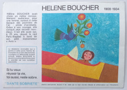 Delcampe - AVIATRICE - HELENE BOUCHER - Illustration Avion / Colombe Avec Fleurs - Buvard Publicitaire - Trasporti