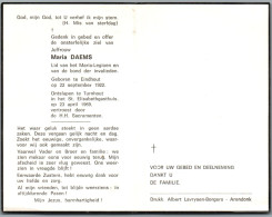 Delcampe - Bidprentje Eindhout - Daems Maria (1922-1969) - Imágenes Religiosas