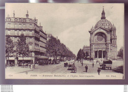 Delcampe - 75 - PARIS - ÉGLISE SAINT AUGUSTIN Et BOULEVARD MALESHERBES - ATTELAGE - ANIMÉE - - Paris (17)