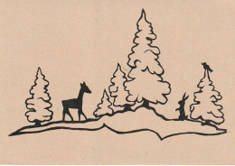 Delcampe - Z+nw 33- PAYSAGE FORESTIER AVEC FAON , ECUREUIL ET OISEAU - SILHOUETTES - Silueta