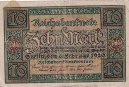 Delcampe - CRBX0988 BILLETE ALEMANIA 10 MARCOS 1920 BC - Autres & Non Classés