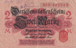 Delcampe - CRBX0996 BILLETE ALEMANIA 2 MARCOS 1914 USADO - Autres & Non Classés
