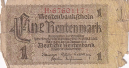 Delcampe - CRBX0999 BILLETE ALEMANIA 1 RENTENMARK 1937 USADO CON ROTURAS - Autres & Non Classés