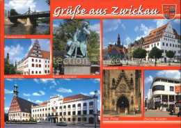 Delcampe - Zwickau Sachsen Paradiesbruecke Robert-Schumann-Denkmal Dom Gewandhaus - Zwickau