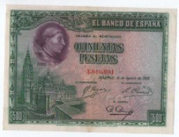 Delcampe - Billet De Collection Ancien/ ESPAGNE / El Banco  De España/ QUINIENTAS Pesetas/ 500/ Agosto 1928          BILL311 - 500 Pesetas