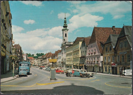 Delcampe - Austria - 4400 Steyr - Stadtplatz - Cars - Fiat Neckar - Fiat 500 - VW Käfer - Mercedes LKW - Steyr