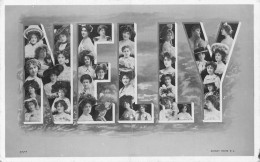Delcampe - A046 Nelly Big Letter Name Beautiful Women And Girls Vintage Postcard - Frauen