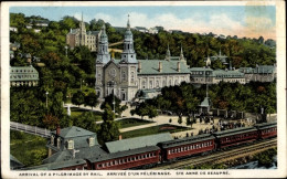 Delcampe - CPA Sainte Anne De Beaupré Quebec Kanada, Ankunft Einer Pilgerfahrt Mit Der Bahn - Sonstige & Ohne Zuordnung