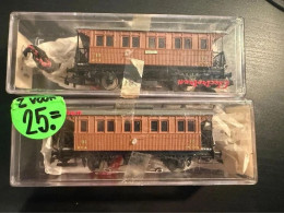 Delcampe - Electrotren H0 Lot 2 Coches Madera Balconcillos MZA 3ª Voitures Bois - Passenger Trains