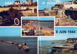 Delcampe - ARROMANCHES-LES-BAINS (14) - Plage Du Débarquement, Port Artificiel Mulberry - CPM Multivues - Non Circulée - Arromanches