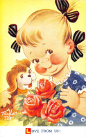 Delcampe - Bamforth Children Love Greetings Girl Dog Roses Flowers Love From Us! Postcard - Frauen