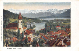 Delcampe - A850 Switzerland Gruss Aus Thun General View Vintage Postcard - Thun