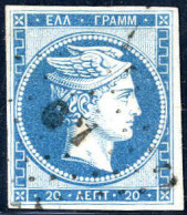 Delcampe - Gest. 1861, Paris Print 20 Lepta Blue Used, Good To Large Margins, Very Fine (Hellas 5a. Mi. 5). - Sonstige & Ohne Zuordnung