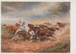 Delcampe - Wild Horses Before The Storm By A Scheloumoff Unposted *YBA377 - Caballos