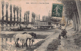 Delcampe - Carte Postale 77. Melun L'abrevoir  à Chevaux    Très Beau Plan - Melun