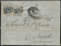 Delcampe - Lombardy & Venetia, 1850, Lombardy, LODI, Two Clear Cancellations On 2 X 5 M III, Together On An Interesting Foreign - Lettres & Documents