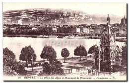 Delcampe - Suisse Geneve CPA La Place Des Alpes Et Monument De Brunswick Panorama - Sonstige & Ohne Zuordnung