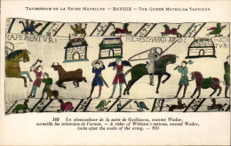 Delcampe - CPA Bayeux Tapisserie De La Reine Mathilde On Monte En Selle Et Les Cavaliers - Kunstgegenstände
