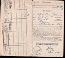Delcampe - 1948 Meldekarte Des Arbeitsamt Bremen - Documentos Históricos