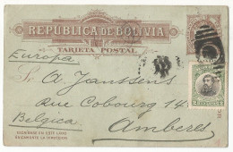 Delcampe - Bolivia Ganszache Tarjeta Postal Stationery Postcard Usedsent To Belgium 1911 (See The Back On Photo) - Bolivie