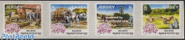 Delcampe - Jersey 2001 Tradional Labour 4v S-a (with Year 2001), Mint NH, Nature - Various - Cattle - Horses - Mills (Wind & Water) - Mühlen