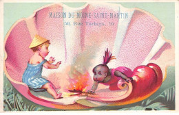 Delcampe - Chromos.AM14887.6x9 Cm Environ.Maison Du Moine Saint Martin.Deux Enfants Faisant Un Feu Dans Un Coquillage - Autres & Non Classés