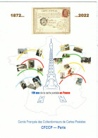 Delcampe - Création Originale Du CFCCP Pour Les 150 Ans De La Carte Postale / 2022 - Eiffelturm