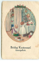 Delcampe - N°19059 - Pauli Ebner - Boldog Karacsonyi ünnepeket - Jeune Femme Espionnant Des Anges Déposant Un Sapin - Ebner, Pauli