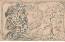Delcampe - N°23403 - Art Nouveau - B. Patella - Jeune Femme Regardant Un Arbre - Sonstige & Ohne Zuordnung