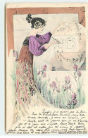 Delcampe - N°18103 - Lessieux - Iris - Jeune Femme Peignant Le Mot Pâques Sur Un Oeuf - Lessieux