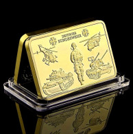 Delcampe - Lingot NEUF Plaqué Or Armée Allemande Deutsche Bundeswehr Chars Hélicoptères Soldat Militaria Sous Boîtier De Protection - Non Classés